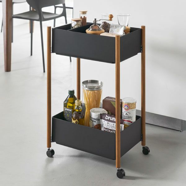 山崎実業 小物トレー付き収納ワゴン 2段リン RIN | キッチン雑貨・リンシリーズ