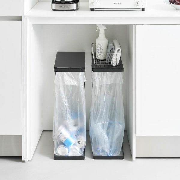 山崎実業 引き出す分別ゴミ袋ホルダー タワー スリム 45L 2個セット tower | インテリア雑貨・タワーシリーズ・ゴミ箱