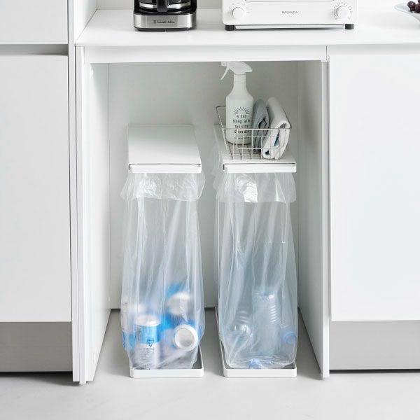 山崎実業 引き出す分別ゴミ袋ホルダー タワー スリム 45L 2個セット tower | インテリア雑貨・タワーシリーズ・ゴミ箱