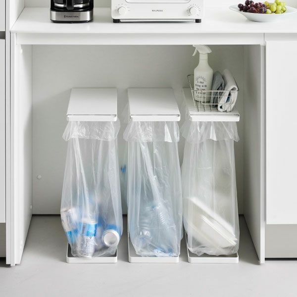 山崎実業 引き出す分別ゴミ袋ホルダー タワー スリム 45L 3個セット tower | インテリア雑貨・タワーシリーズ・ゴミ箱