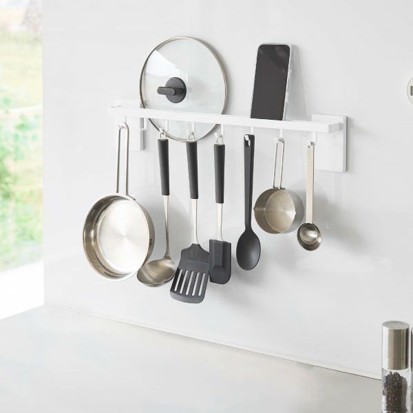 山崎実業 フィルムフック鍋蓋も収納できるキッチンツールバーフック付き タワー W55 tower | キッチン雑貨・タワーシリーズ