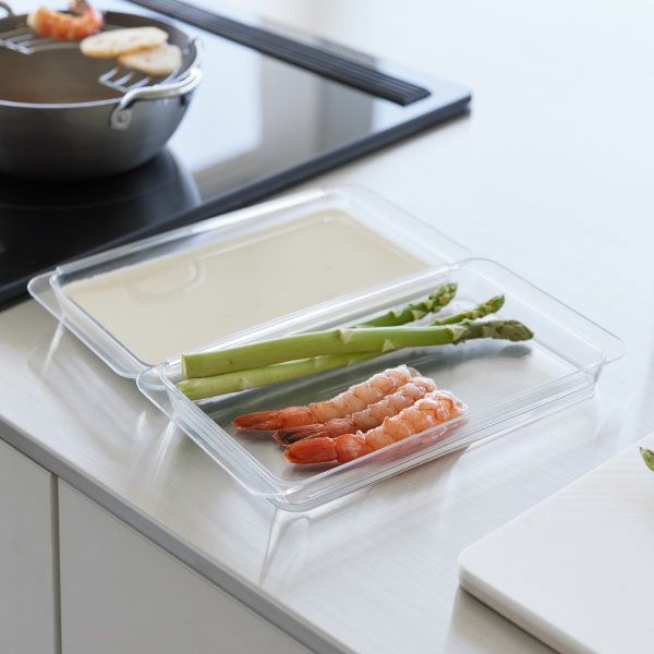 山崎実業 電子レンジ対応連結できる洗いやすい下ごしらえ調理トレー タワー 2個組 浅型 tower | キッチン雑貨・タワーシリーズ